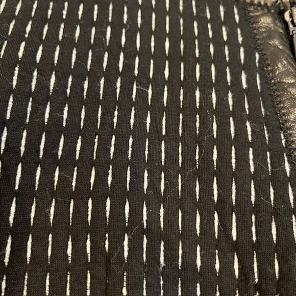 Rebecca Taylor Peplum Zip Blazer Cotton Blend Lamb Leather Trim Black Size 2 - Picture 7 of 11